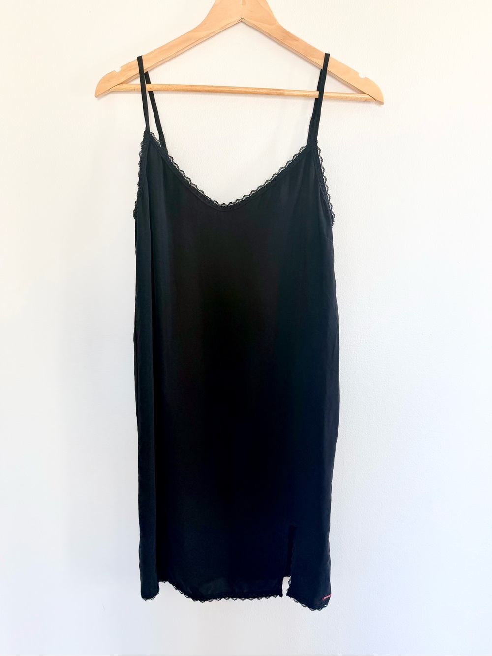 n:PHILANTHROPY Calvin 100% Cupro Black Lace Trim Slip Dress XS NWT